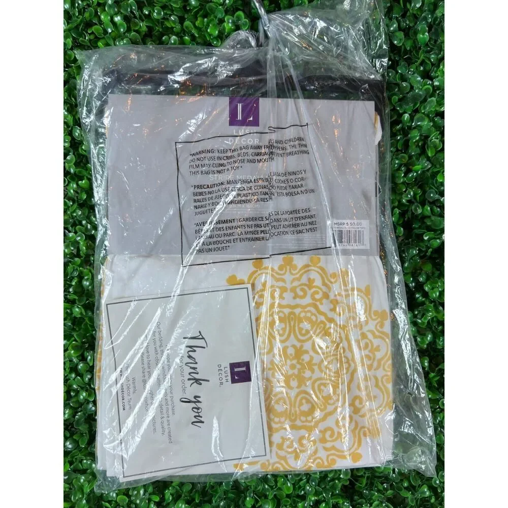 New Lush Decor Stripe Medallion Shower Curtain 72x72 Yellow Boho Microfiber
